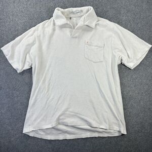 Criquet Polo Shirt Mens Large White Terry Cloth Pocket 100% Cotton Golf Casual